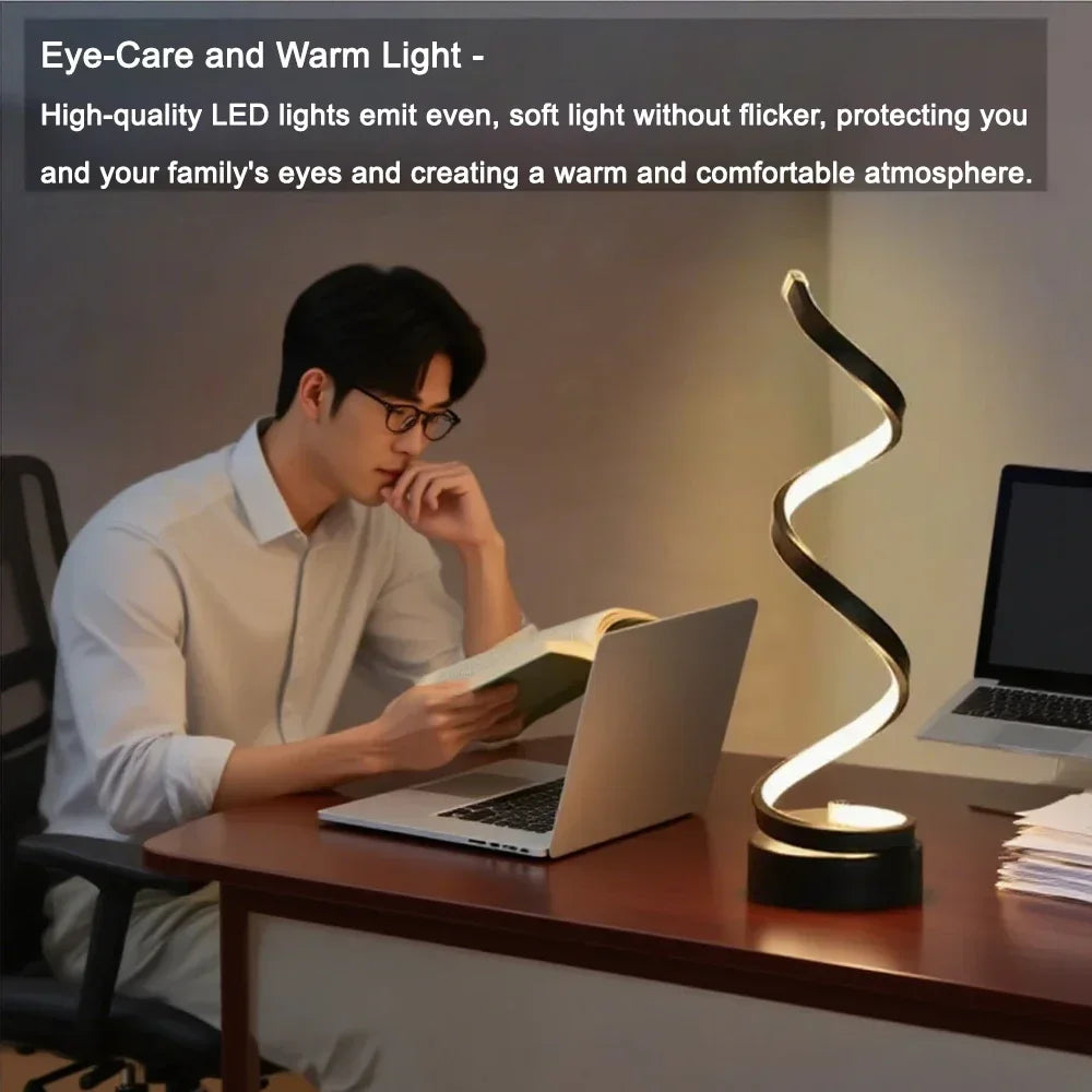 LED spiral dimmable table lamp