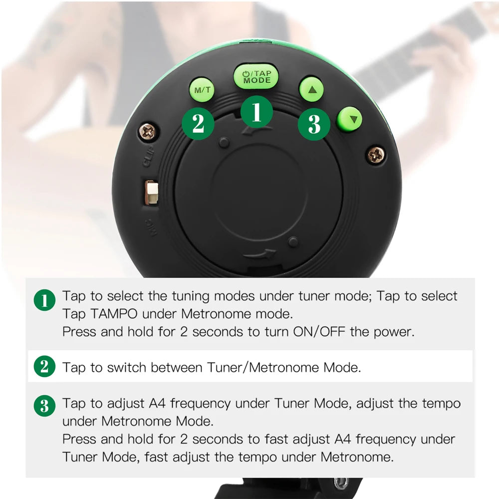 LCD Display Clip-on Electronic Tuner & Metronome 2 in 1