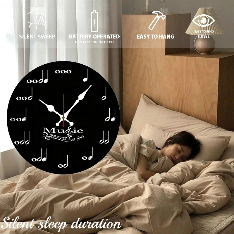 Music Note Wooden Wall Clock