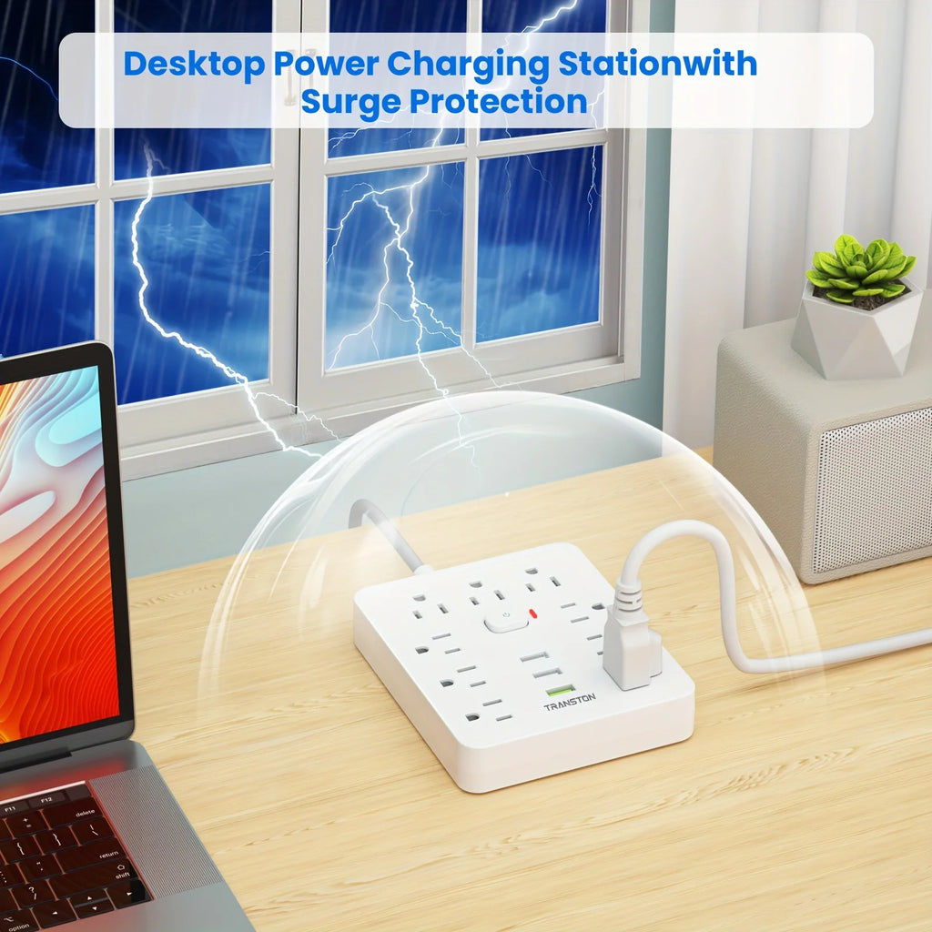 Power Outlet with Surge Protector, 9 sockets 3 USB Ports,5ft Extension Cord