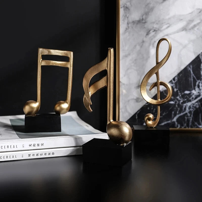 Resin Figurine Decorative Art Statuette Golden Musical Note Handicraft Living Room Wine Cabinet Desk Ornaments Home Decor
