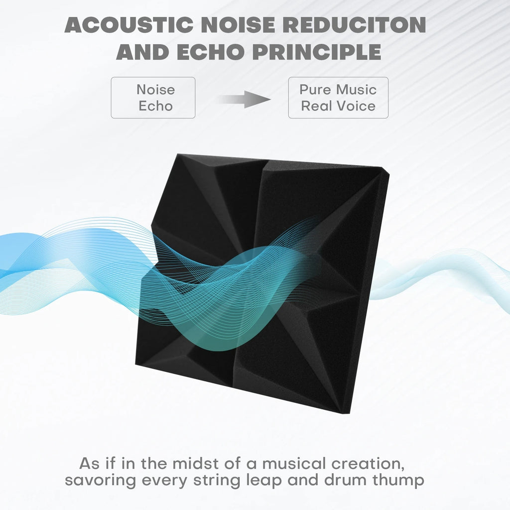 Acoustic Foam 12 Pcs Sound Foam Music Studio Soundproof Noise Insulation