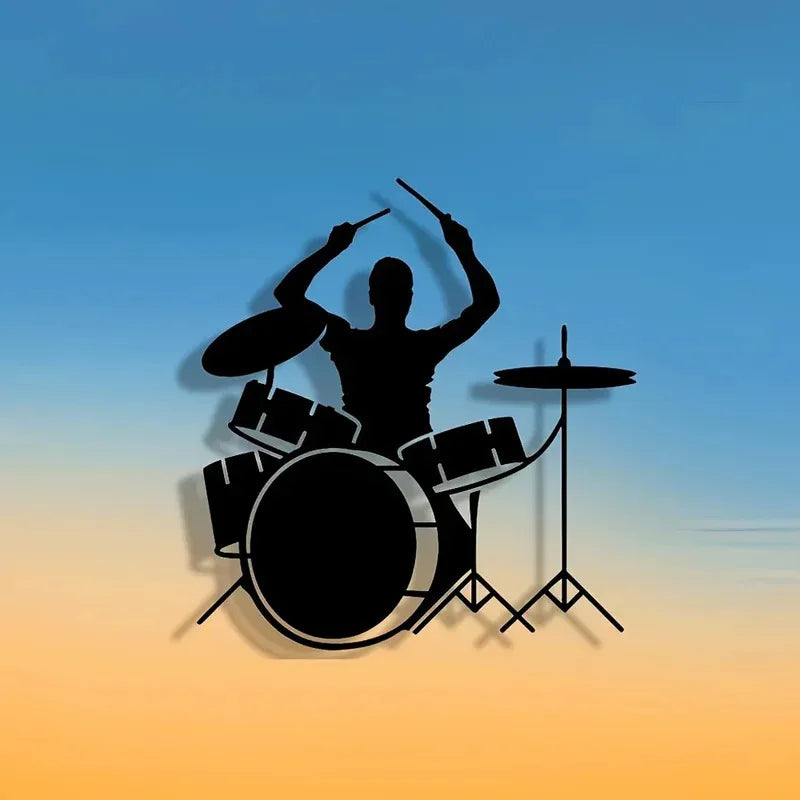 iron wall decoration playing drums