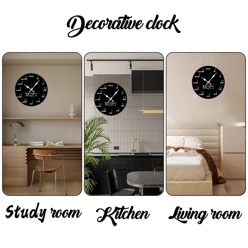 Music Note Wooden Wall Clock