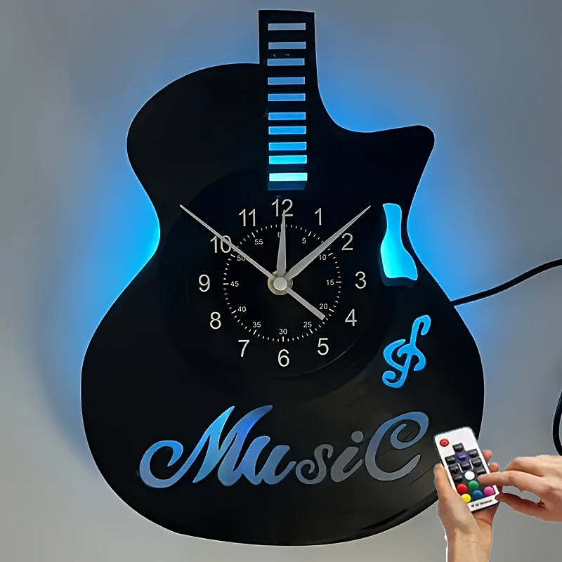 Guitar-Shaped LED Wall Clock