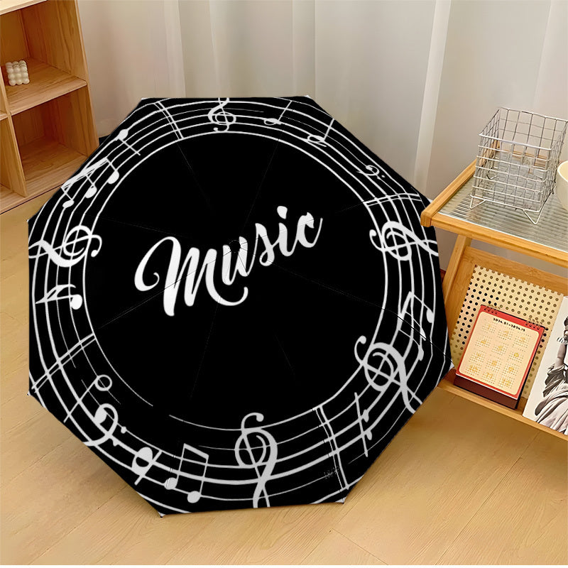 Automatic One-Button Open/Close Umbrella with Music Note Design