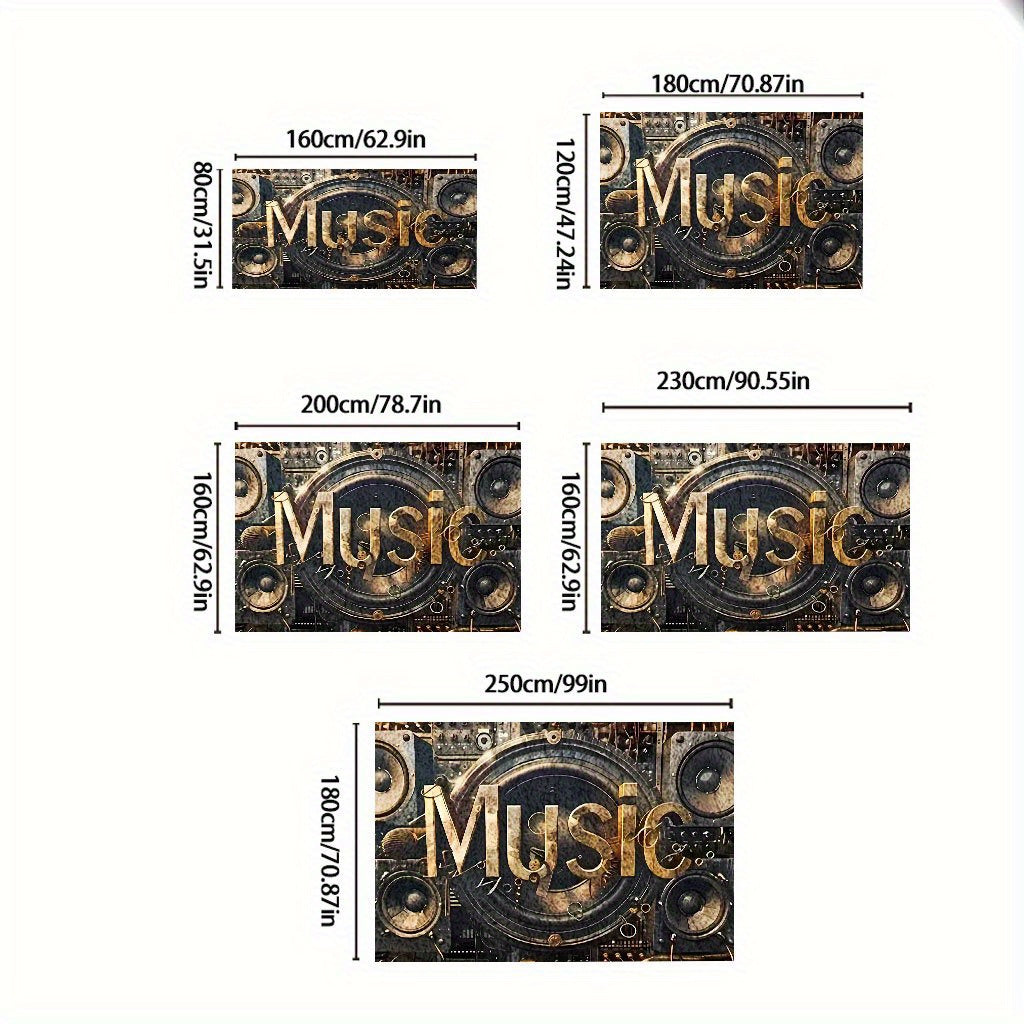 Stylish Music 5mm Thick Non-Slip Black & Gold Music Floor Mat