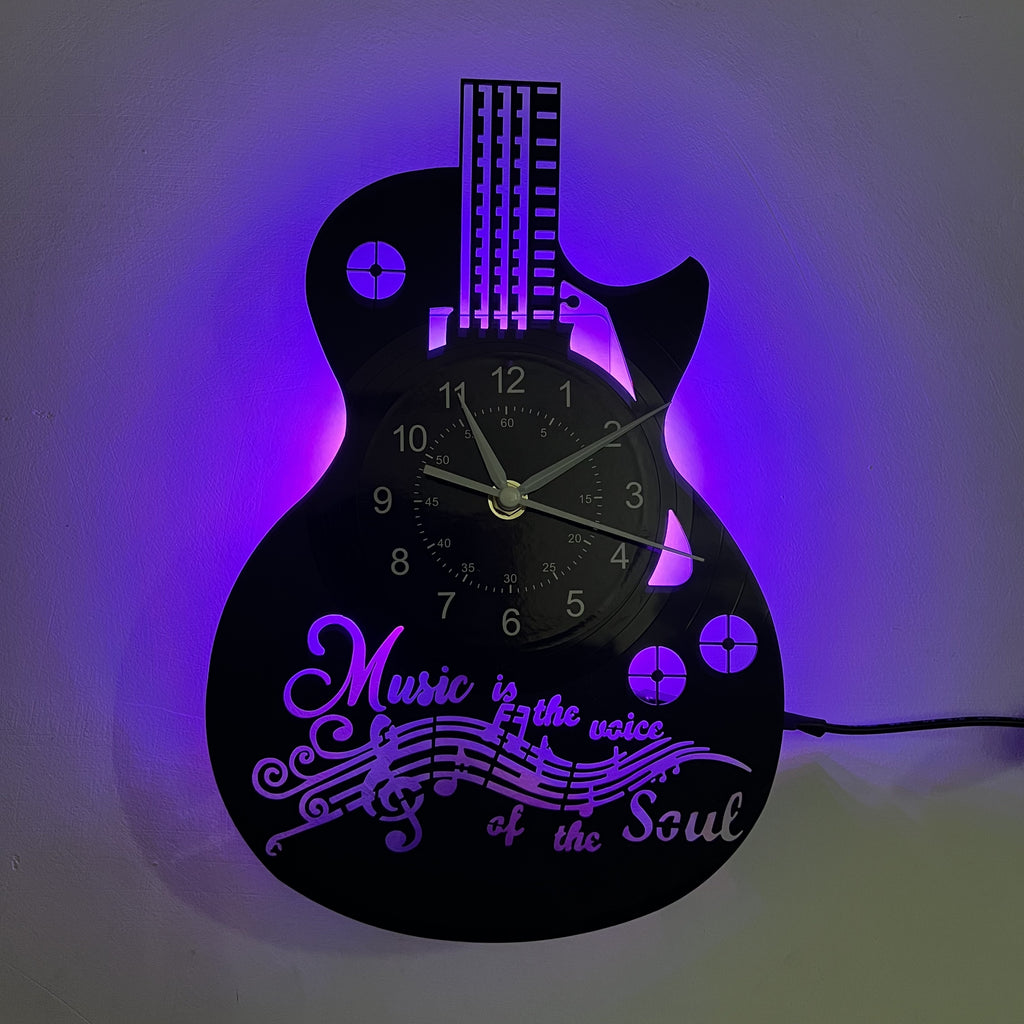 Guitar Design LED Vinyl Wall Clock