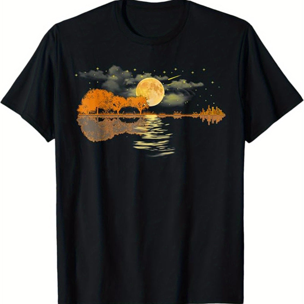Guitar Print Men's Cotton Graphic T-shirt