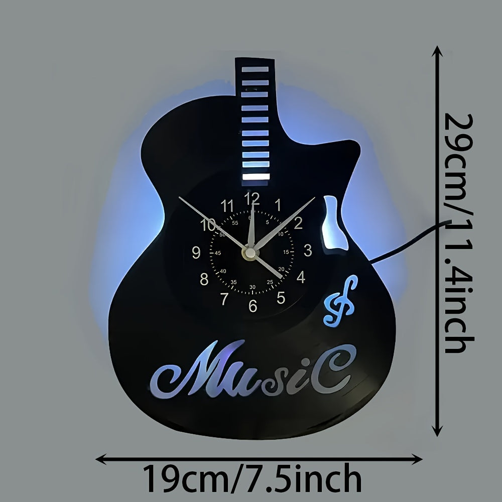 Guitar-Shaped LED Wall Clock