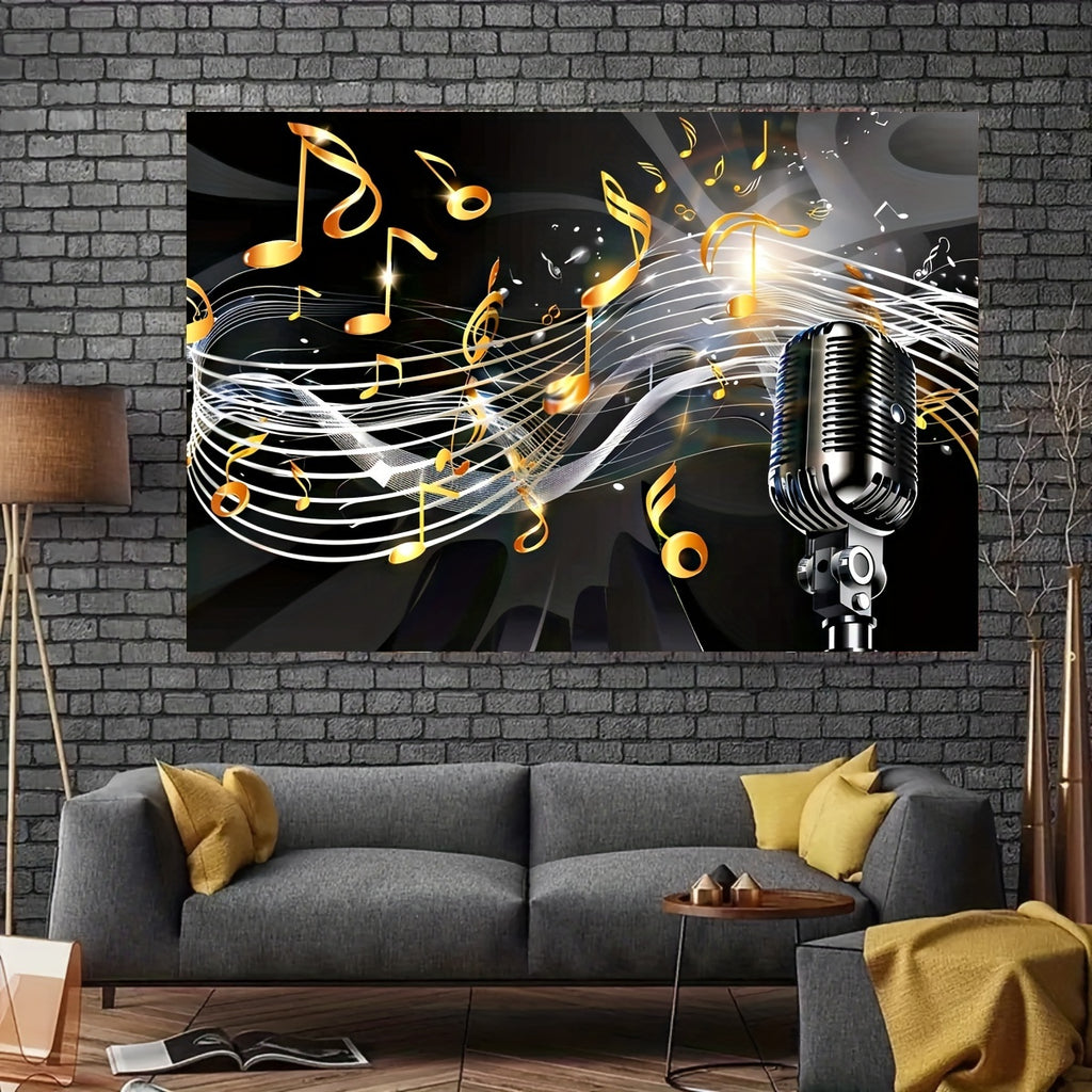 1pc Vibrant Music Note Microphone Polyester Art