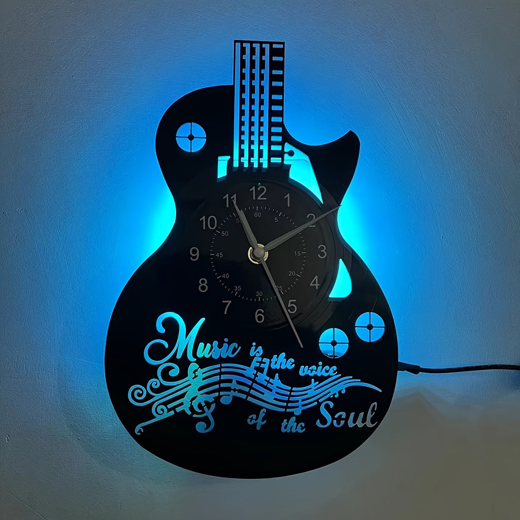 Guitar Design LED Vinyl Wall Clock
